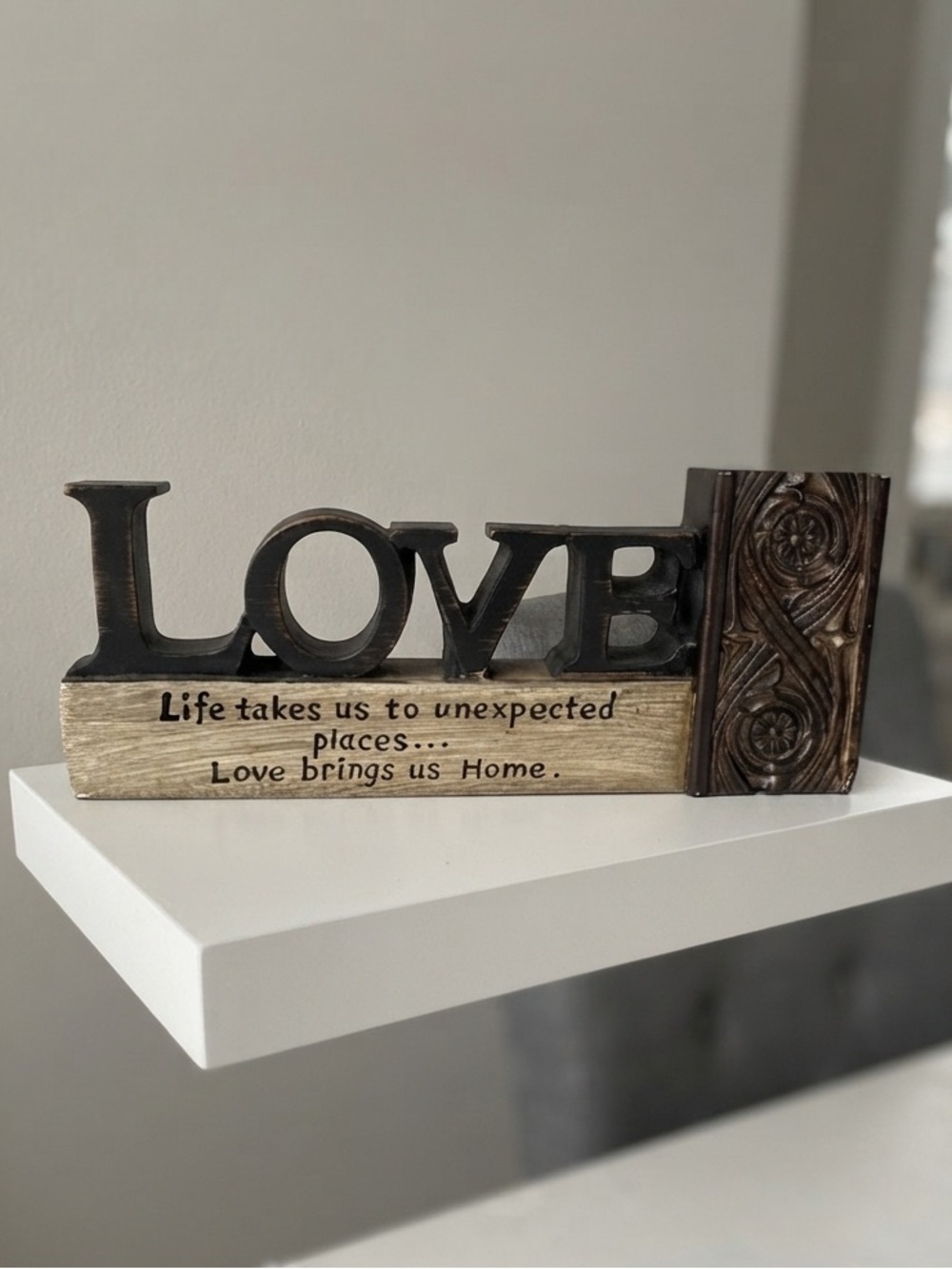 Rustic Farmhouse Wood Look LOVE Sign Accent Piece Paperweight